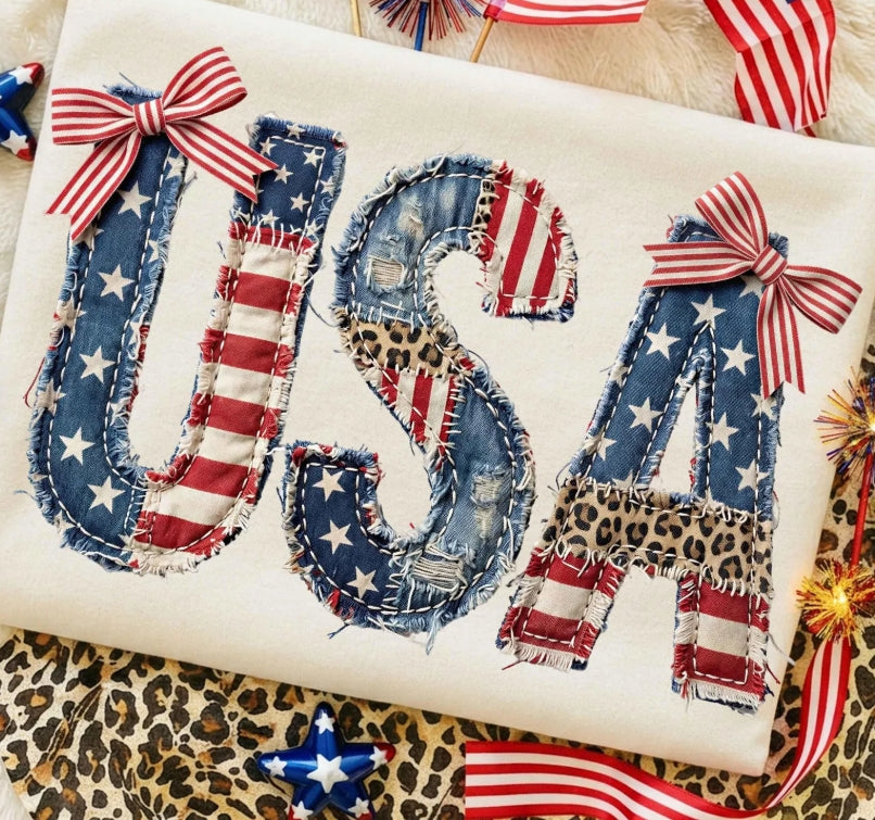 USA Patchwork Patriotic Graphic Tee