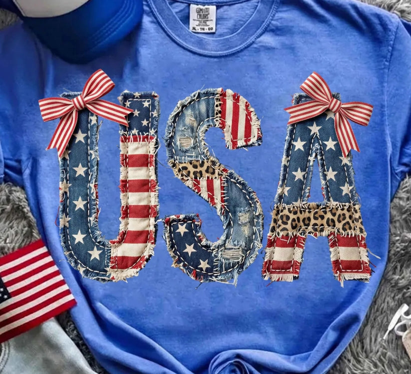 USA Patchwork Patriotic Graphic Tee