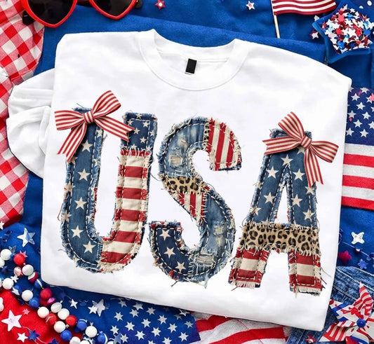USA Patchwork Patriotic Graphic Tee